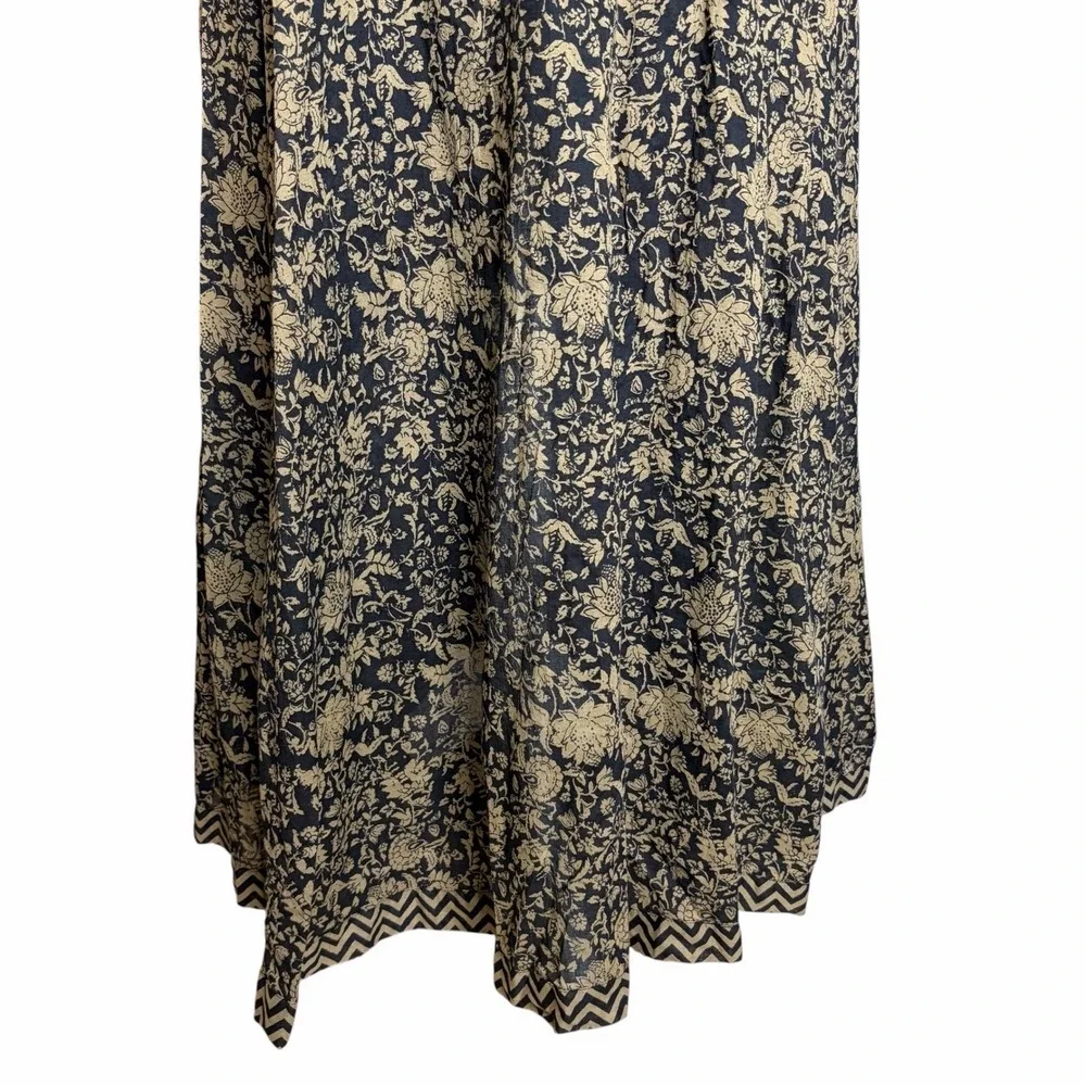 Free People Ultraviolet Maxi Dress L Black Brown Floral Smocked Boho Whimsigoth - Picture 6 of 13